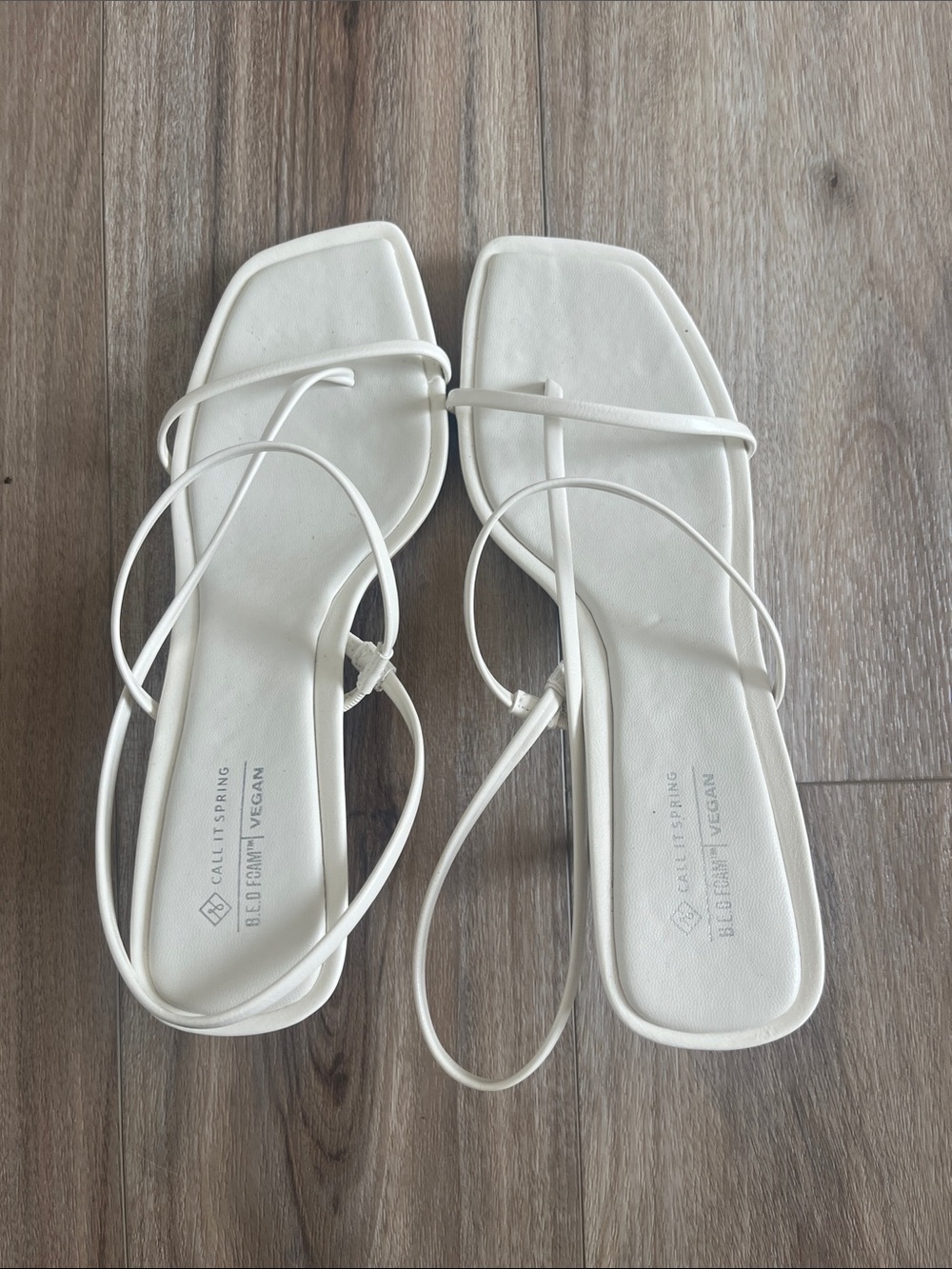 Call It Spring White Minimalist Strappy Square-Toe Sandals